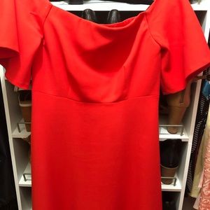 Red off the shoulder dress